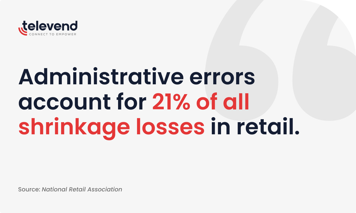 administrative errors are a major source of product shrinkage in the U.S. retail sector