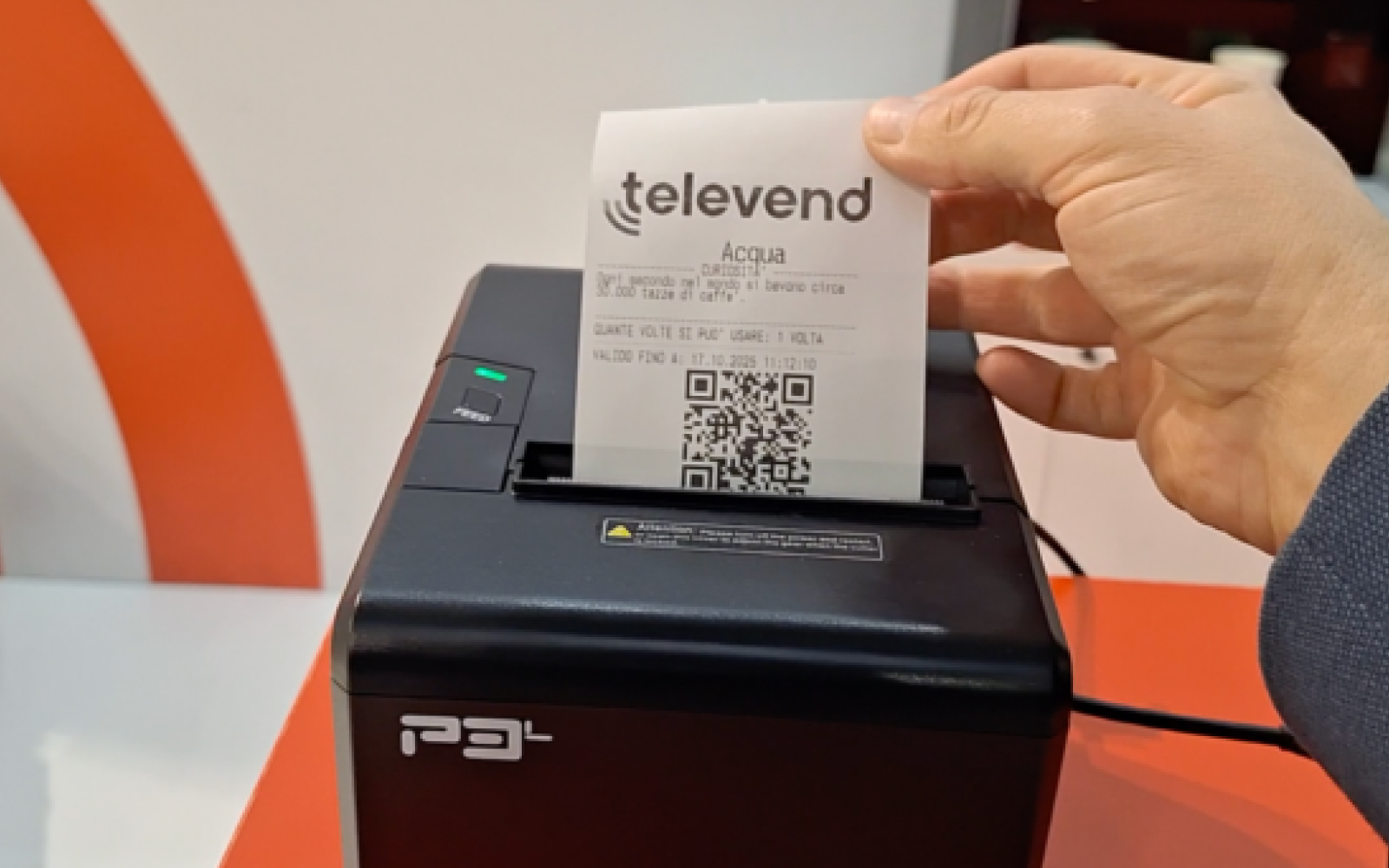 QR vouchers print qr code with hand taking it