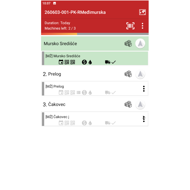 Televend's Payment Portal showcasing the transaction list, showcasing the routes list.