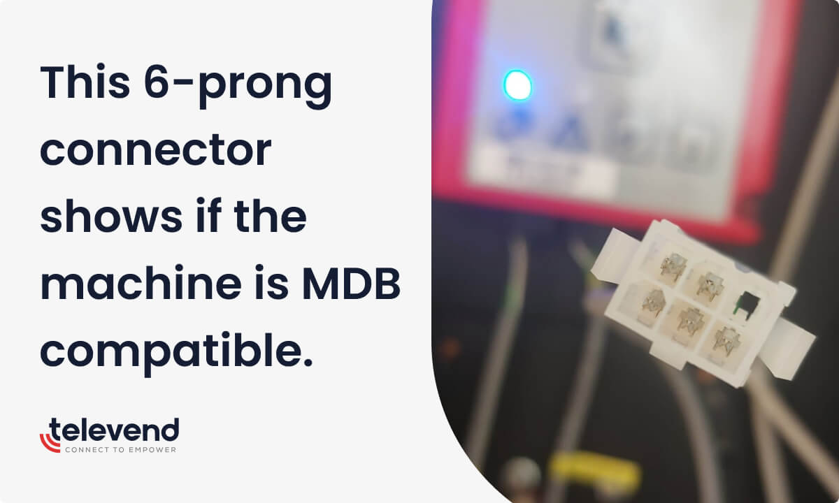 check the connector to see if your vending machine is compatible for connecting to a modern cashless payment system